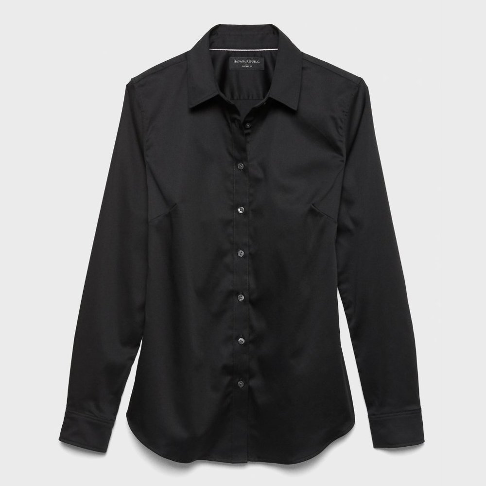 NWT Banana Republic Button Down Black Shirt S